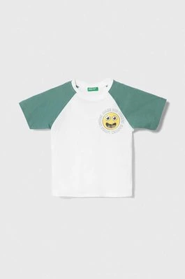 United Colors of Benetton t-shirt bawełniany dziecięcy kolor biały z aplikacją