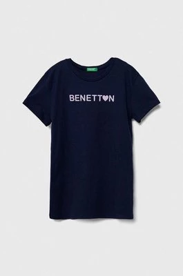 United Colors of Benetton t-shirt bawełniany dziecięcy kolor granatowy