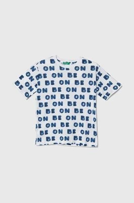 United Colors of Benetton t-shirt bawełniany dziecięcy kolor niebieski wzorzysty