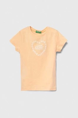 United Colors of Benetton t-shirt bawełniany dziecięcy kolor pomarańczowy