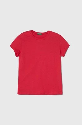 United Colors of Benetton t-shirt bawełniany dziecięcy kolor różowy