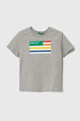United Colors of Benetton t-shirt bawełniany dziecięcy kolor szary z nadrukiem