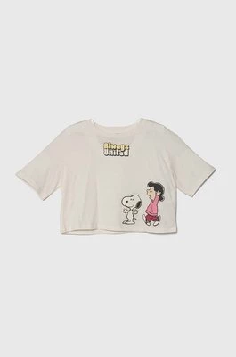 United Colors of Benetton t-shirt bawełniany dziecięcy X Peanuts kolor beżowy