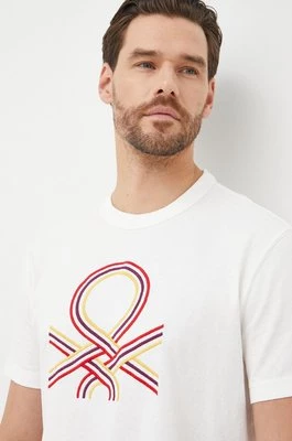 United Colors of Benetton t-shirt bawełniany kolor biały z aplikacją
