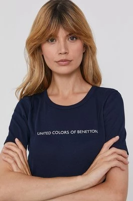 United Colors of Benetton T-shirt bawełniany kolor granatowy