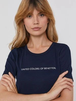 United Colors of Benetton T-shirt bawełniany kolor granatowy