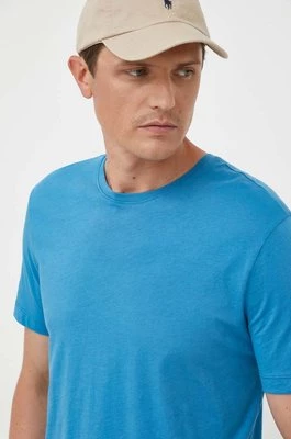 United Colors of Benetton t-shirt bawełniany kolor niebieski gładki