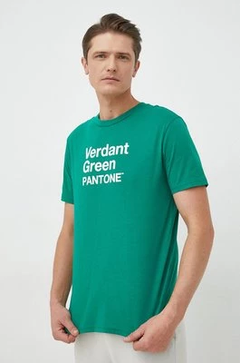 United Colors of Benetton t-shirt bawełniany kolor zielony z nadrukiem