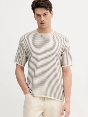 United Colors of Benetton t-shirt bawełniany męski kolor beżowy wzorzysty 1195K109V