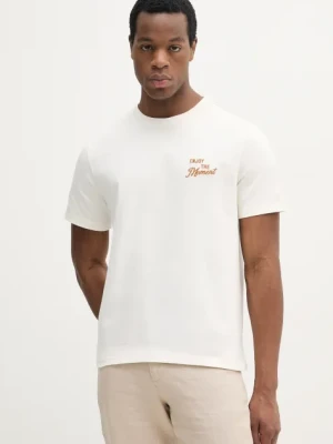 United Colors of Benetton t-shirt bawełniany męski kolor beżowy z aplikacją 34BNU10AP