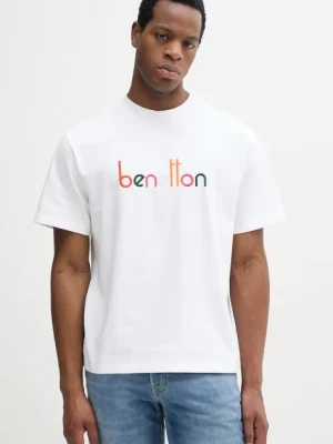 United Colors of Benetton t-shirt bawełniany męski kolor biały z aplikacją 3MI6U109O