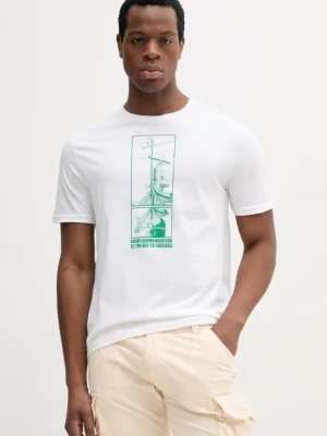 United Colors of Benetton t-shirt bawełniany męski kolor biały z nadrukiem 3I1XU10A4