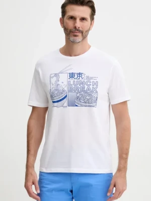 United Colors of Benetton t-shirt bawełniany męski kolor biały z nadrukiem 3I1XU10A4