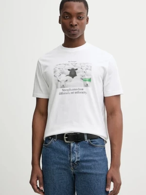 United Colors of Benetton t-shirt bawełniany męski kolor biały z nadrukiem 3MI5U10BG