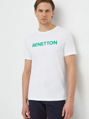 United Colors of Benetton t-shirt bawełniany męski kolor biały z nadrukiem