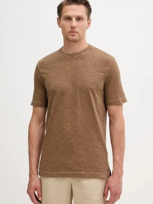 United Colors of Benetton t-shirt bawełniany męski kolor brązowy gładki 36JGU105U