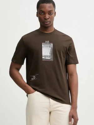 United Colors of Benetton t-shirt bawełniany męski kolor brązowy z nadrukiem 3MI5U10BG