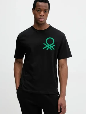 Zdjęcie produktu United Colors of Benetton t-shirt bawełniany męski kolor czarny z nadrukiem 3BL0U10A2