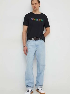 United Colors of Benetton t-shirt bawełniany męski kolor czarny z nadrukiem