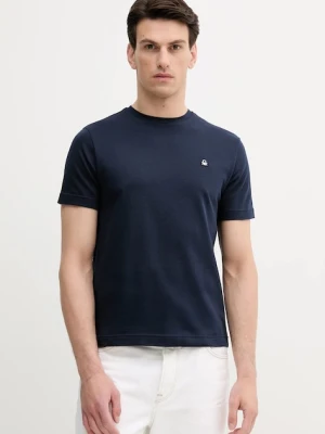 United Colors of Benetton t-shirt bawełniany męski kolor granatowy gładki 3M4WU1088