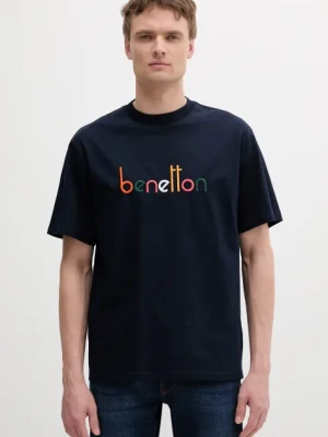 United Colors of Benetton t-shirt bawełniany męski kolor granatowy z aplikacją 3MI6U109O