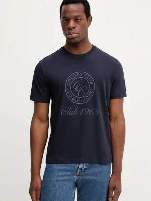 United Colors of Benetton t-shirt bawełniany męski kolor granatowy z nadrukiem 3I1XU1096