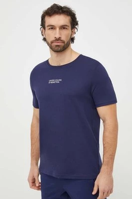 United Colors of Benetton t-shirt bawełniany męski kolor granatowy z nadrukiem