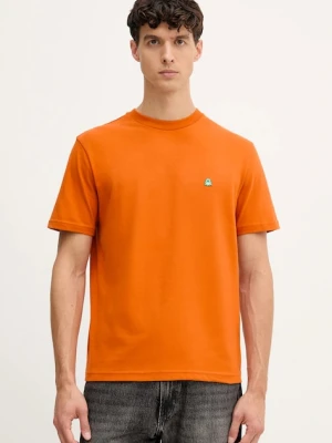 United Colors of Benetton t-shirt bawełniany męski kolor pomarańczowy gładki 3MI5J1AF7