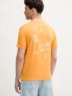 United Colors of Benetton t-shirt bawełniany męski kolor pomarańczowy z nadrukiem 3BL0U10AF