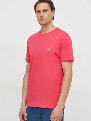 United Colors of Benetton t-shirt bawełniany męski kolor różowy gładki