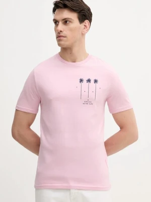 United Colors of Benetton t-shirt bawełniany męski kolor różowy z nadrukiem 3BL0U10AF