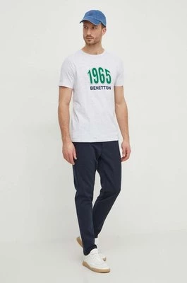 United Colors of Benetton t-shirt bawełniany męski kolor szary z nadrukiem