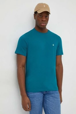United Colors of Benetton t-shirt bawełniany męski kolor zielony gładki