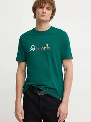 United Colors of Benetton t-shirt bawełniany męski kolor zielony z nadrukiem 3I1XU109Q