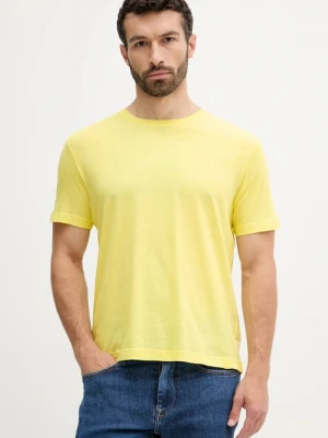 United Colors of Benetton t-shirt bawełniany męski kolor żółty gładki 3P7XU1058