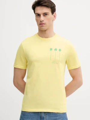 United Colors of Benetton t-shirt bawełniany męski kolor żółty z nadrukiem 3BL0U10AF