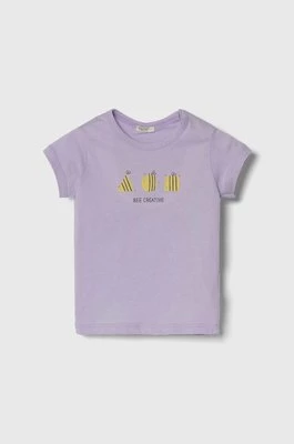 United Colors of Benetton t-shirt bawełniany niemowlęcy kolor fioletowy