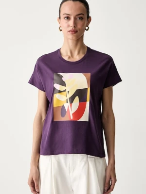 United Colors of Benetton T-shirt damski bawełniany fioletowy