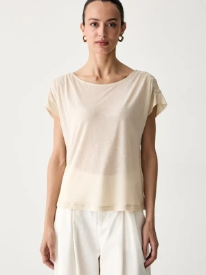 United Colors of Benetton T-shirt damski z dodatkiem lnu