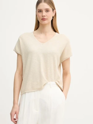 United Colors of Benetton T-shirt damski z lnem