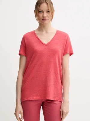 United Colors of Benetton t-shirt lniany damski kolor czerwony 37UJD401Q
