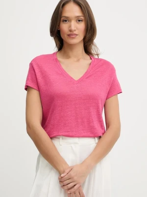 United Colors of Benetton t-shirt lniany damski kolor różowy 37UJD401Q