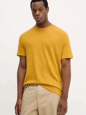United Colors of Benetton t-shirt lniany męski kolor zielony gładki 3UTFU10B1