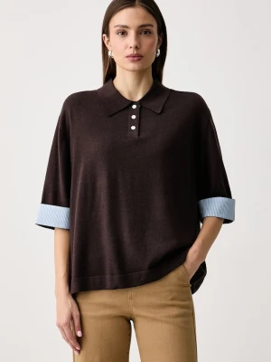 United Colors of Benetton T-shirt swetrowy damski z wełną