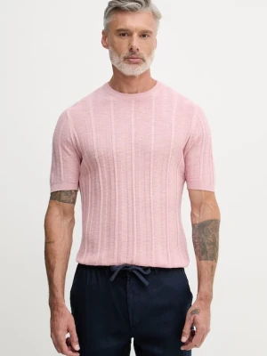 United Colors of Benetton T-shirt swetrowy męski z dodatkiem lnu