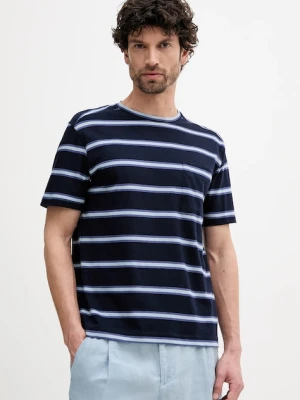 United Colors of Benetton t-shirt z domieszką lnu męski kolor granatowy wzorzysty 32UZU10A7