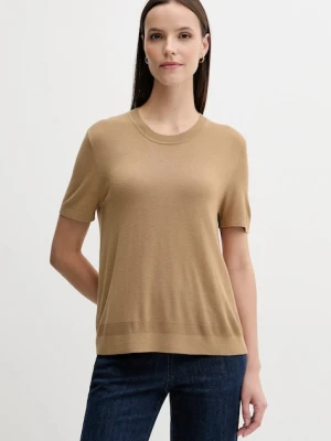 United Colors of Benetton t-shirt z jedwabiem damskie kolor beżowy 1ZRED10BK