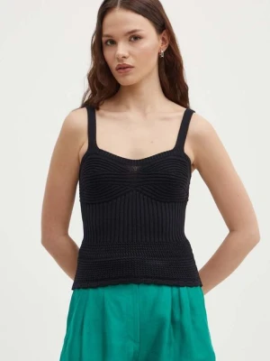 United Colors of Benetton top bawełniany kolor czarny