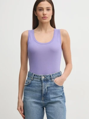 United Colors of Benetton top bawełniany kolor fioletowy 3GA2DH010