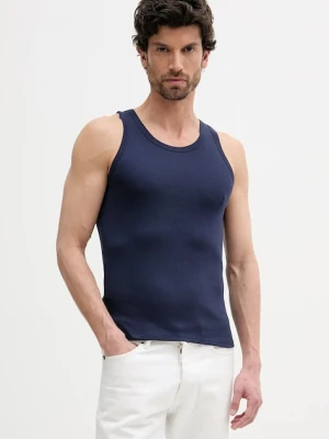 United Colors of Benetton top bawełniany kolor granatowy 3JKF2H002